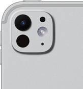 iPad Pro, Rückseite, Farbe Silber, Pro Kamera-System mit einem Objektiv mit 5 Elementen und adaptivem True Tone Blitz