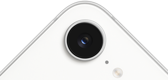 iPhone 17e, Teilansicht der Rückseite, Weiß, Fusion Kamera oben