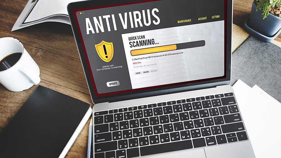 Foto Antivirussoftware in der IT-Security.